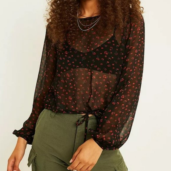 Urban Outfitters Tops - Urban Outfitters Sheer Floral Blouse